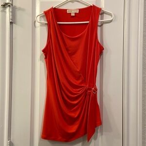 Michael Michael Kors Asymmetrical Sleeveless Blouse with Gold Buckle